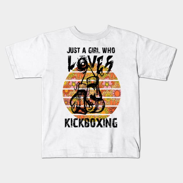 Just a girl who loves kickboxing retro design Kids T-Shirt by jaml-12